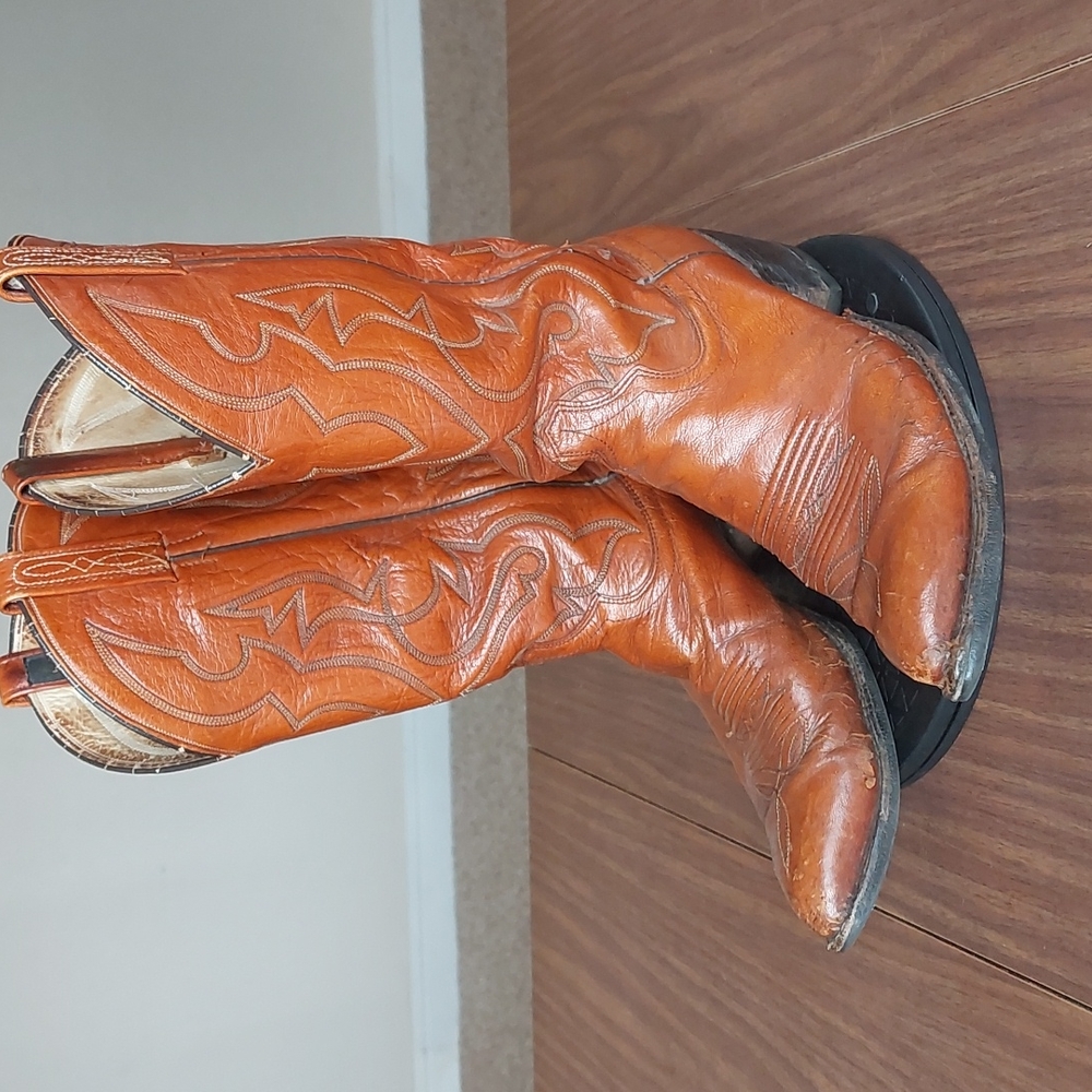 Dan Post 9.5d Vintage Solid Brown Leather Western… - image 5